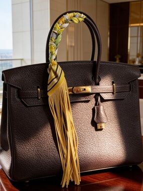 Fringe Handbag Wrap/ Scarf in Color: Golden